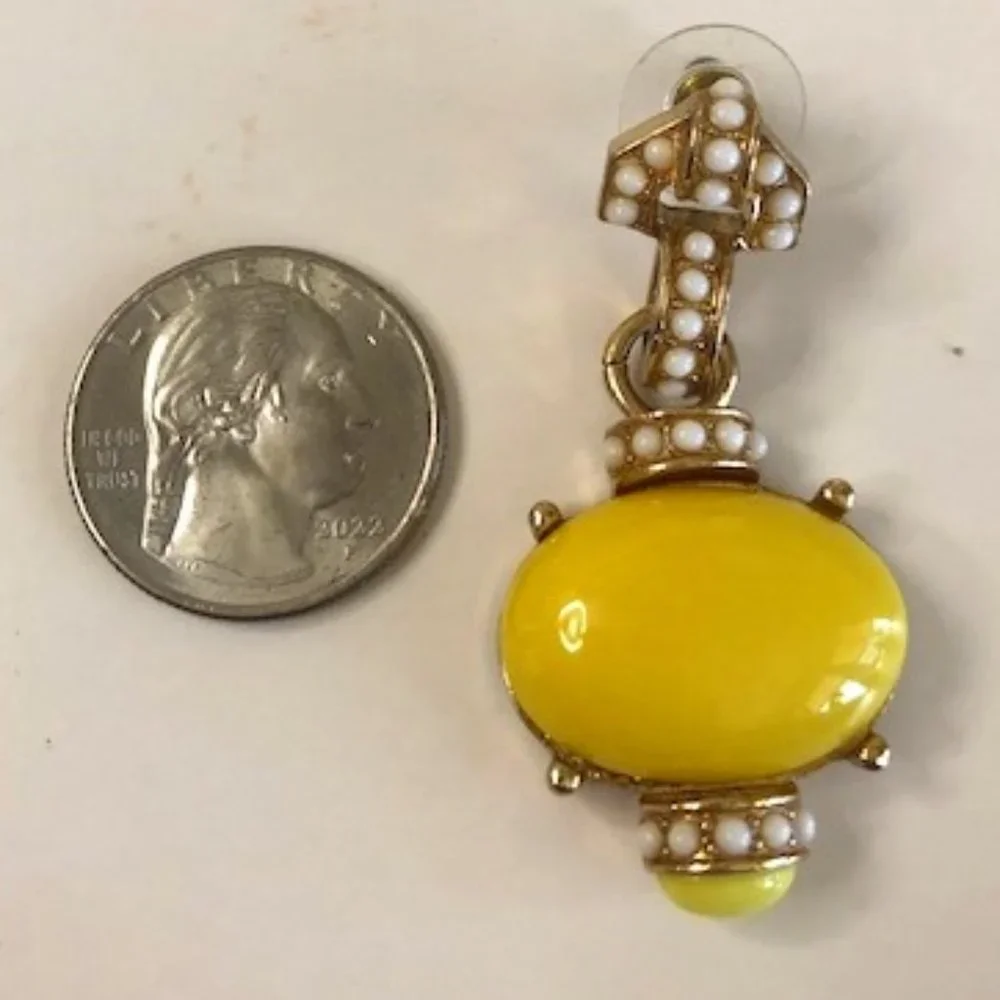 Large Yellow‎ & Pearl Earrings